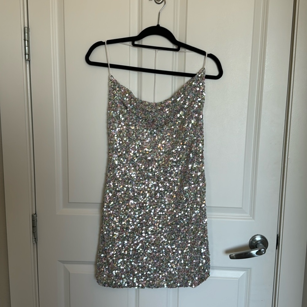 NWT Backless, rainbow, sequin, mini size large ASTR